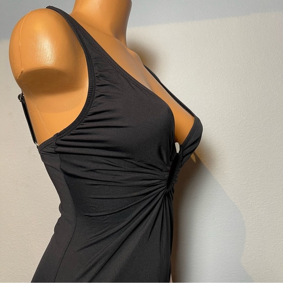 Nwt Anne Cole O-Ring Deep Plunge Black Tank Swimsuit (SW05) - Picture 6 of 11